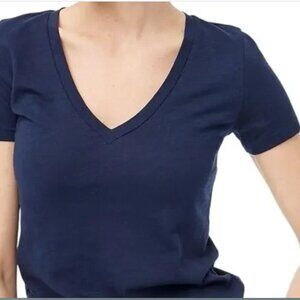 J.Crew Factory Women’s Slub Cotton V Neck Tee Navy H5967 | Size S
